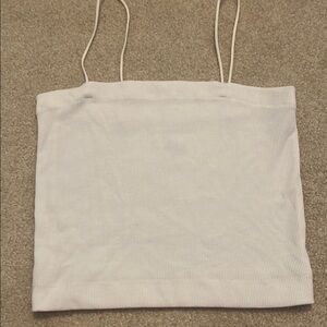 White Ribbed Spaghetti Strap Top